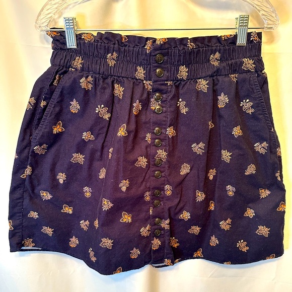 Madewell Size Medium Paperbag Button-Front Mini Skirt Baby Corduroy Navy - Picture 1 of 9